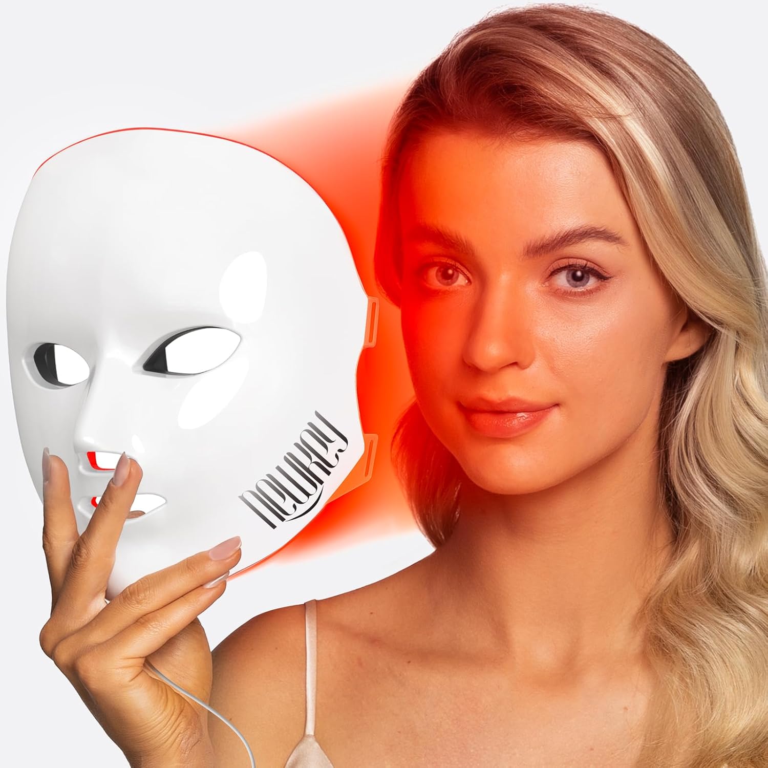 NEWKEY LED Face Mask Light Therapy,Red Light Therapy for Face Wrinkle